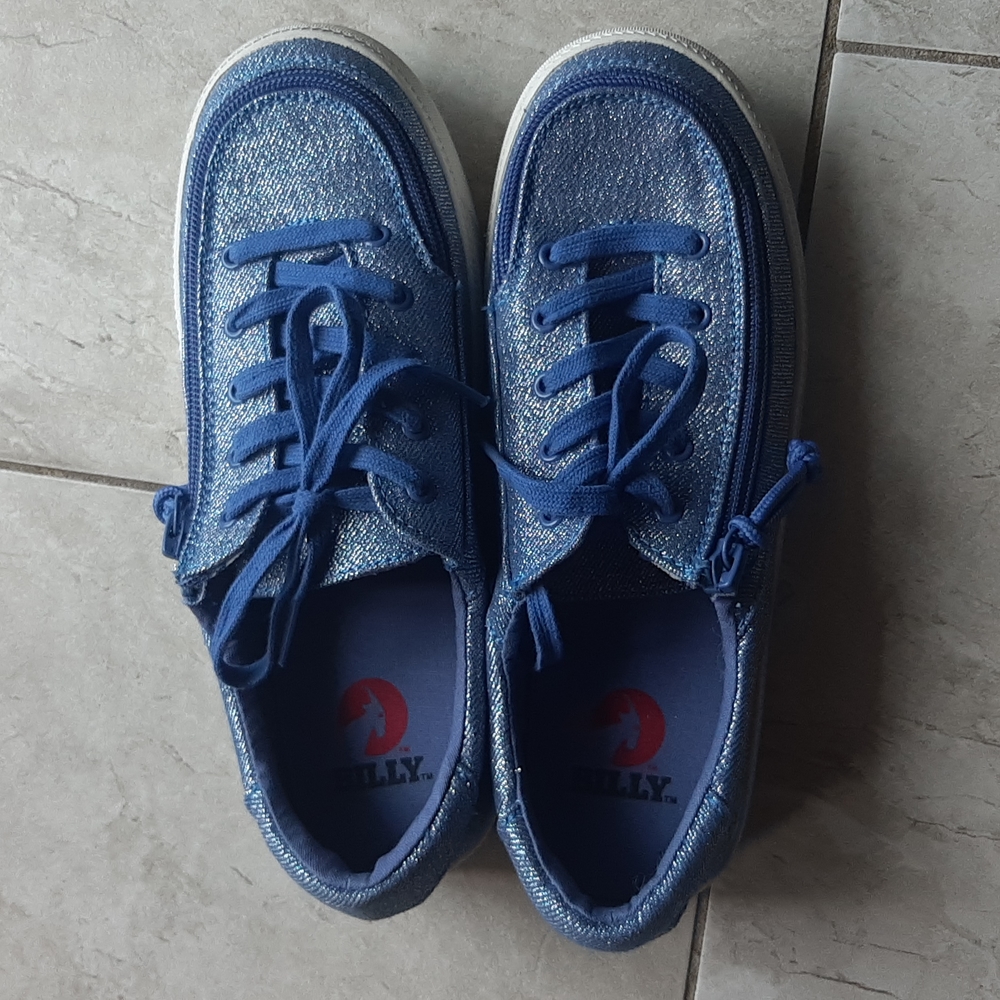 Billy Kids Classic Lace Low Sparkly Blue Big Gitl Sneakers Shoes Size 4M